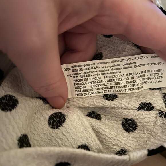 Zara Polka Dot Front Tie Blouse M – V-Neck Cropped Summer Top - Picture 12 of 13